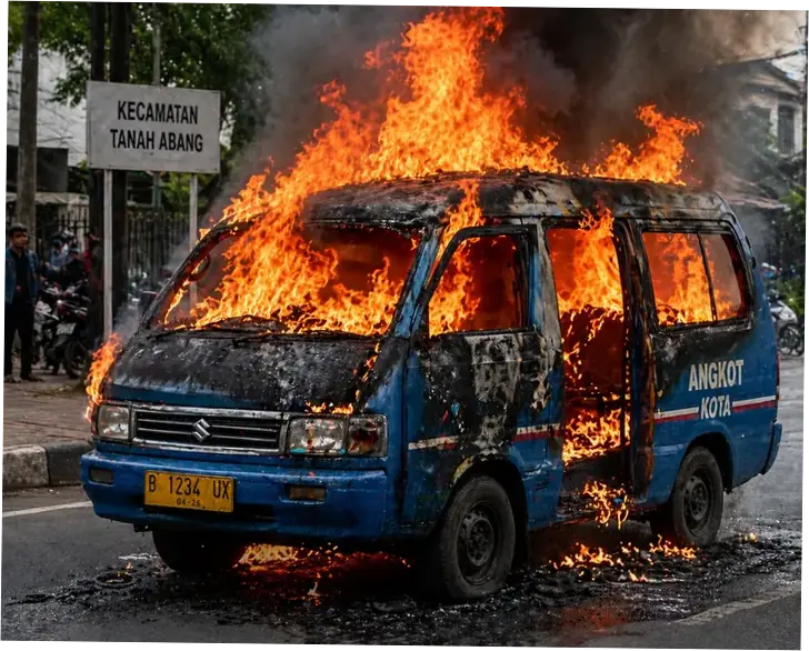 Cekcok Antrean Berujung Sopir Angkot Dibakar Hidup-Hidup di Tanah Abang