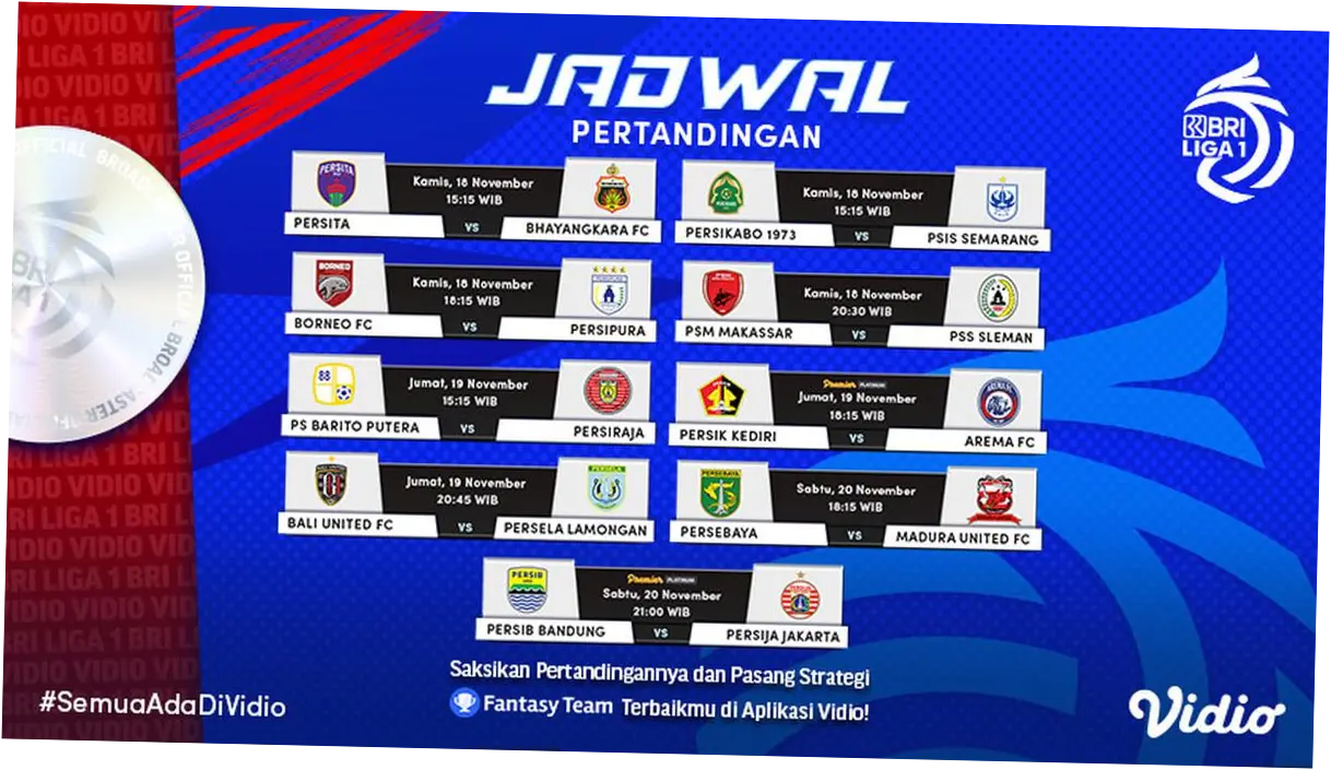 Jadwal Liga 1 Hari Ini: Persib, Borneo FC, dan Persija Hadapi Laga Penentuan