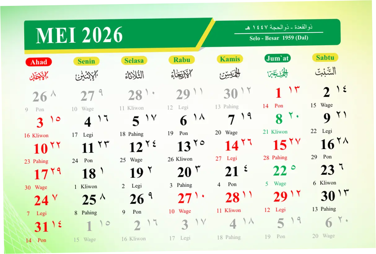 Kalender Mei 2026: Tanggal Merah, Libur Nasional, dan Long Weekend yang Dinantikan