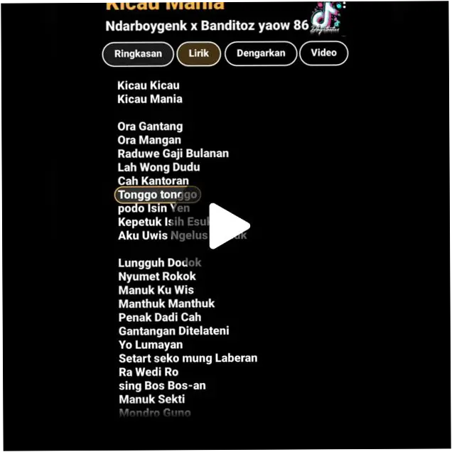 Lirik Lagu Kicau Mania Ndarboy Genk ft Banditoz Yaow, Viral di TikTok untuk JJ