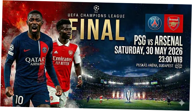 Jadwal Final Liga Champions 2026: Arsenal vs PSG, Siapakah yang Akan Muncul sebagai Juara?