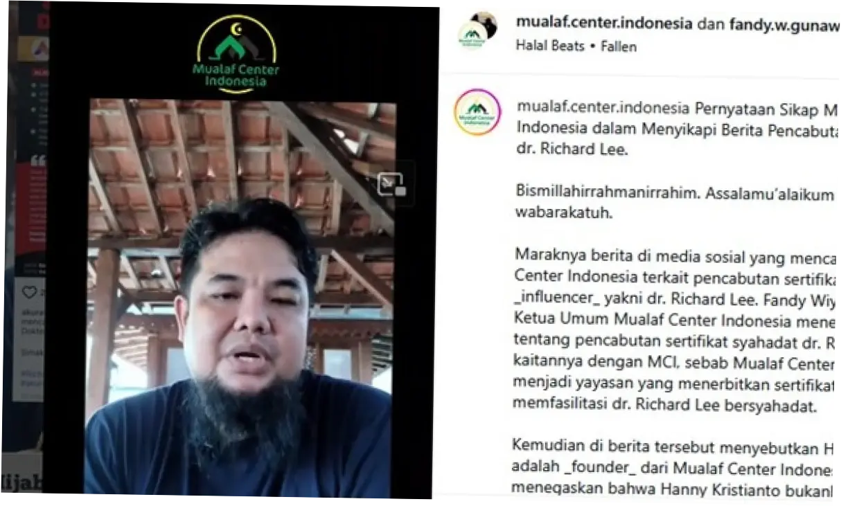 MCI Cabut Sertifikat Mualaf Richard Lee, Hanny Kristianto Tegaskan Bukan Batalkan Status Islam