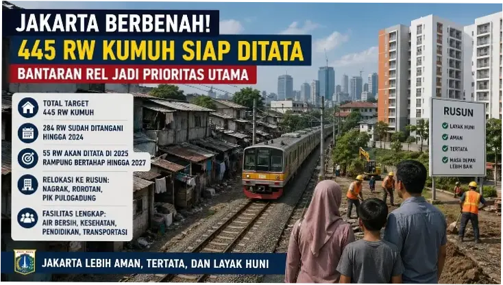 Pemprov Jakarta Targetkan 445 RW Kumuh Ditata, Bantaran Rel jadi Prioritas