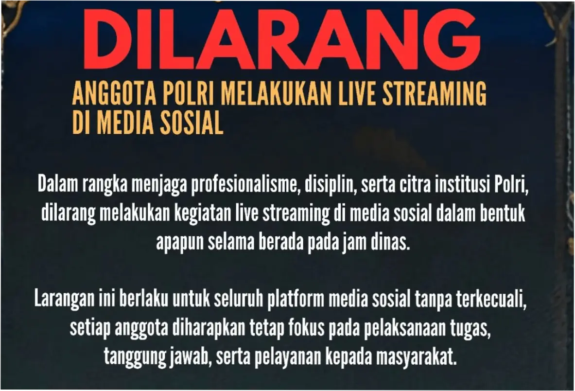 Polri Larang Anggota Live Streaming saat Bertugas
